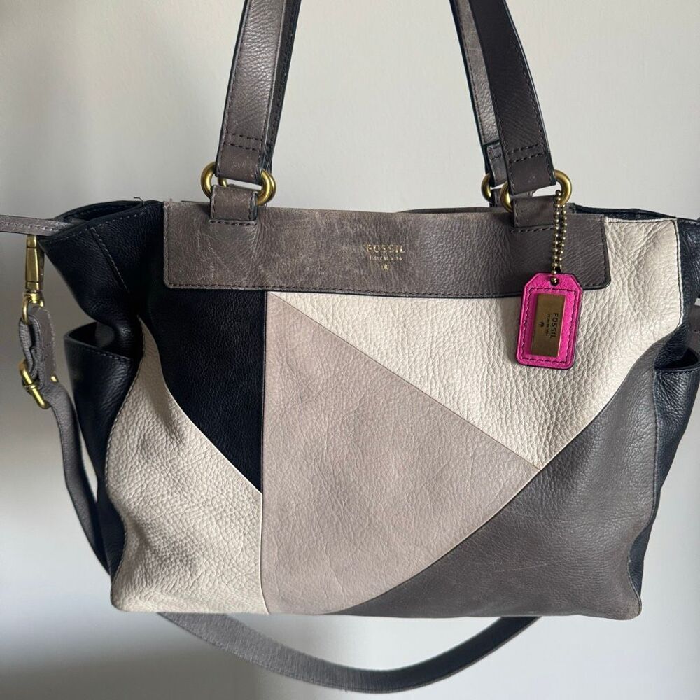 Vintage Fossil Amanda Patchwork Leather Bag Large